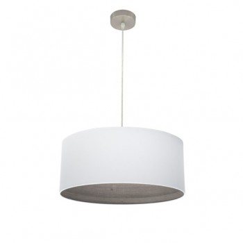 Distribuidor - Lâmpadas Diversas | Colgantes Moderno | COLGANTE TATIANA 1XE27 NIQUEL/BLANCO-MAD.GRIS REGX50X50 CM Ref: 189195083
